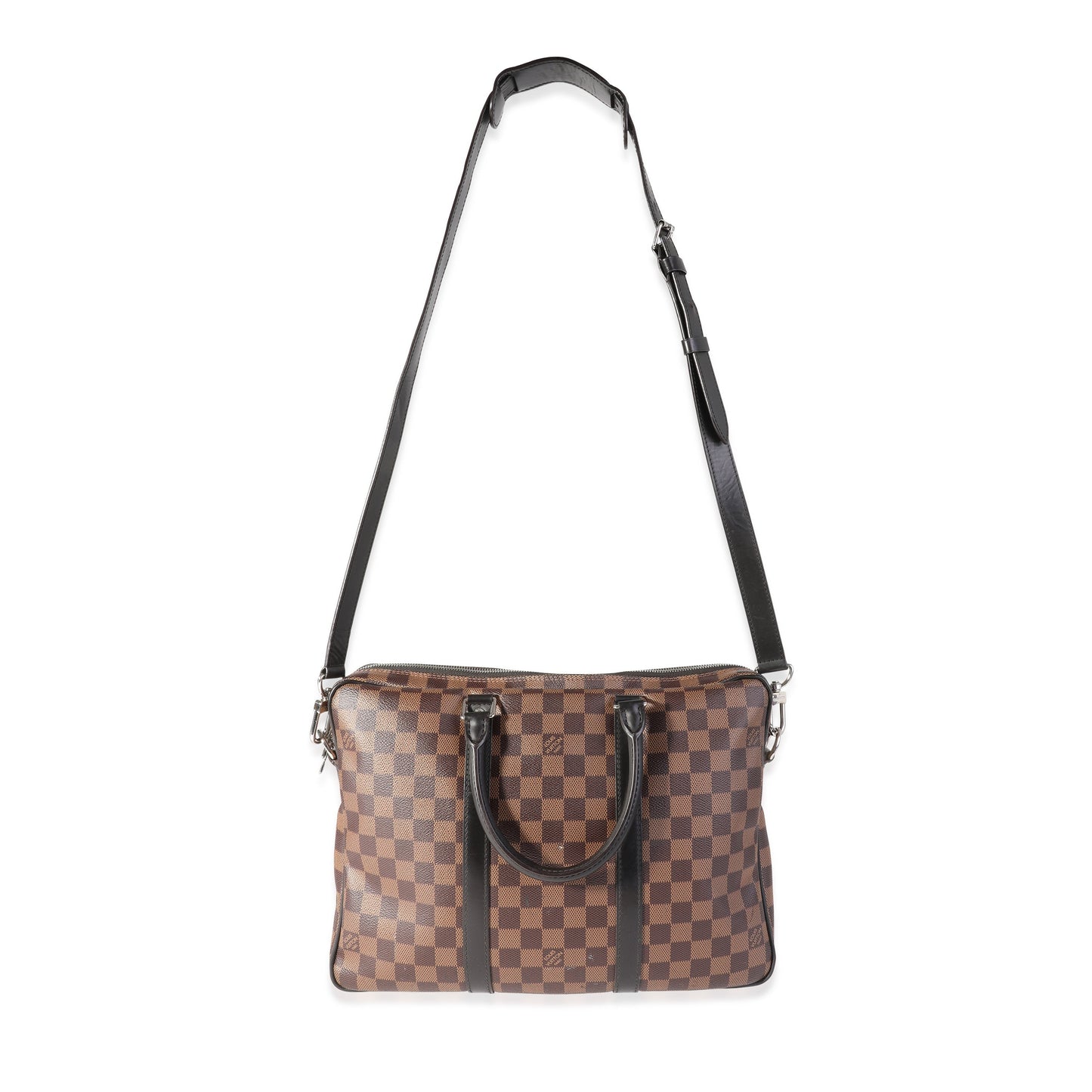 Louis Vuitton Damier Ebene & Black Leather Porte-Documents Voyage PM