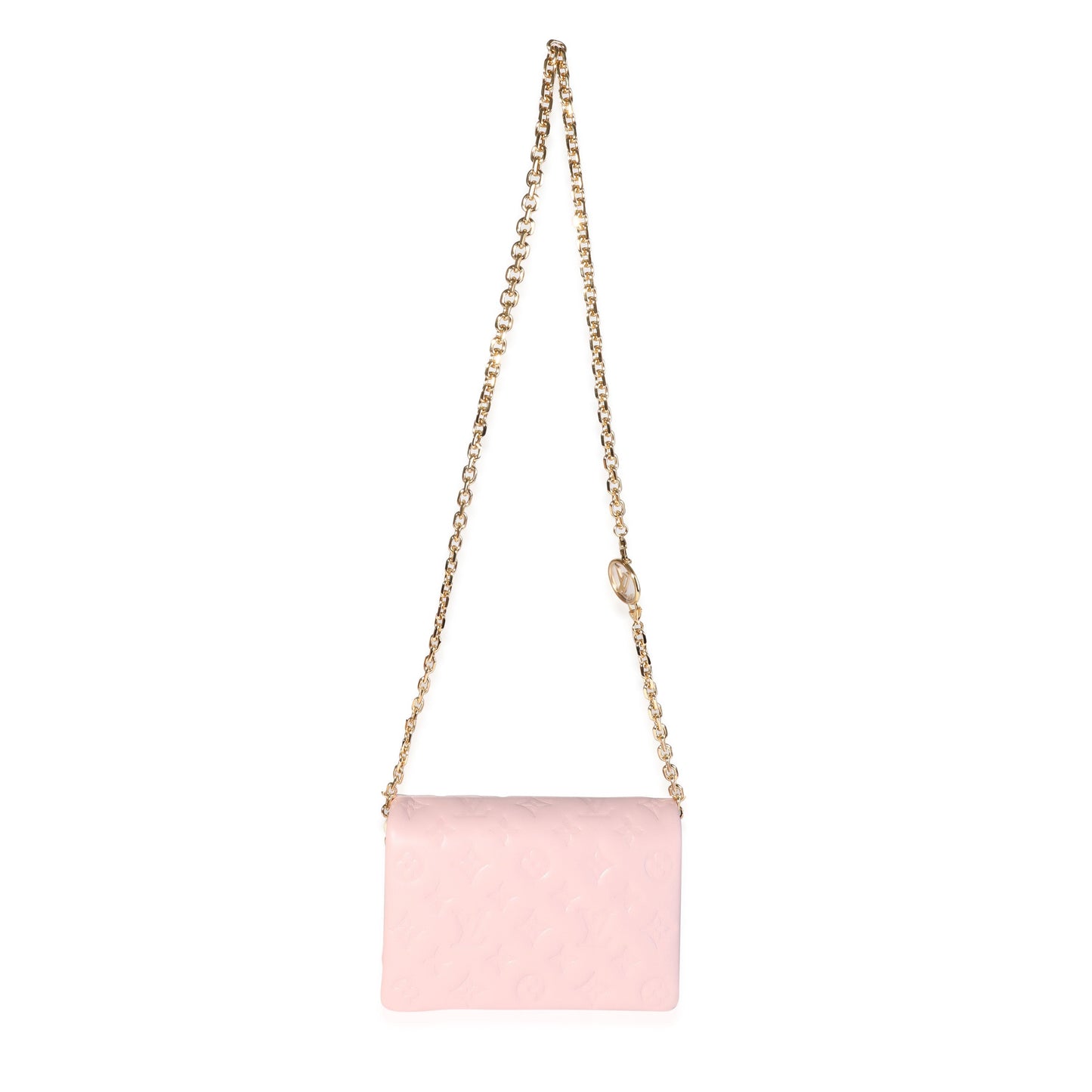Louis Vuitton Louis Vuitton Pink Monogram-Embossed Puffy Lambskin Leather Pochette Coussin