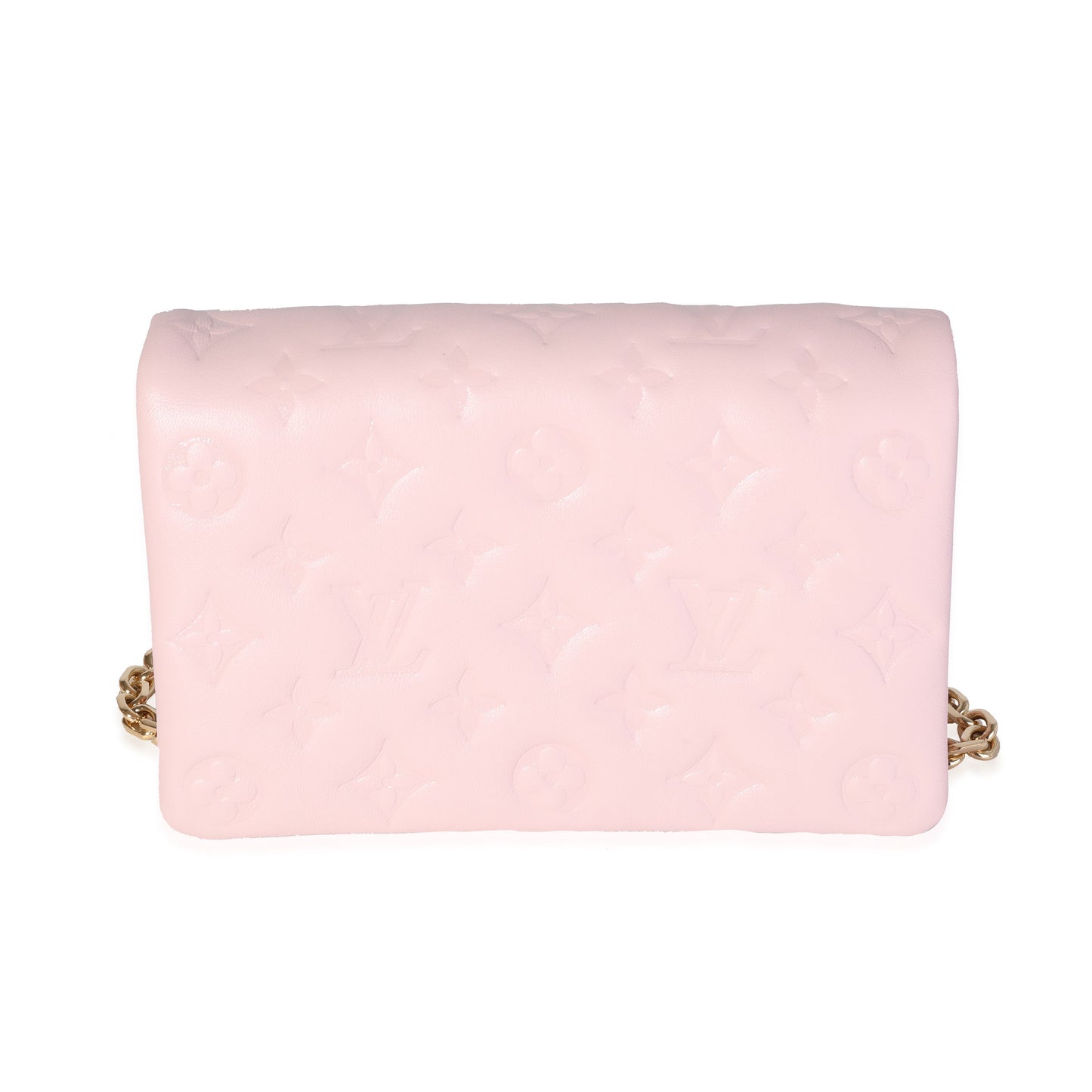 Louis Vuitton Louis Vuitton Pink Monogram-Embossed Puffy Lambskin Leather Pochette Coussin