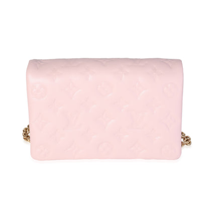 Louis Vuitton Louis Vuitton Pink Monogram-Embossed Puffy Lambskin Leather Pochette Coussin