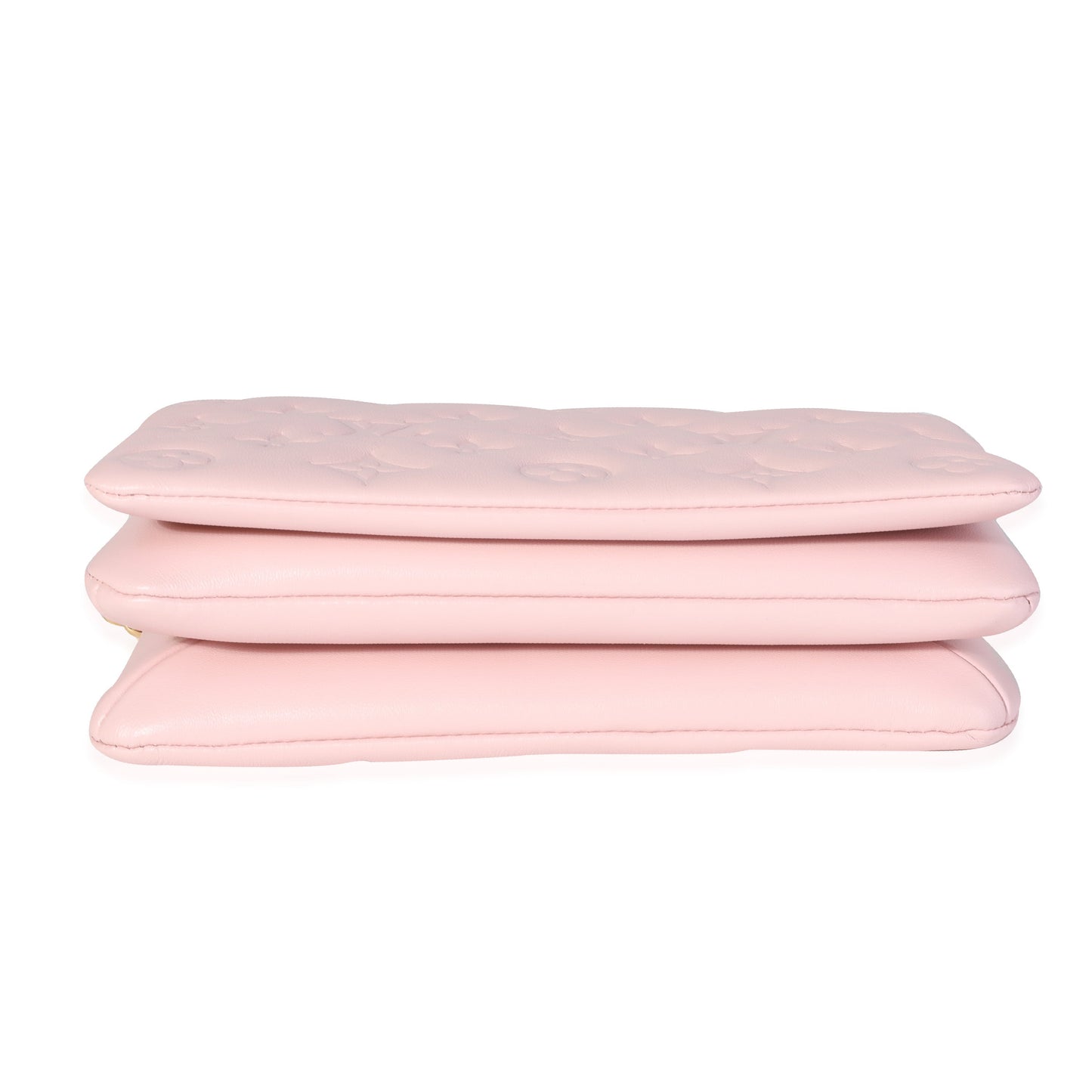 Louis Vuitton Louis Vuitton Pink Monogram-Embossed Puffy Lambskin Leather Pochette Coussin
