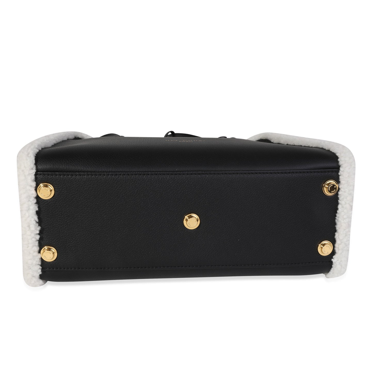 Louis Vuitton Louis Vuitton Black Grained Calfskin & White Shearling Monogram On My Side MM