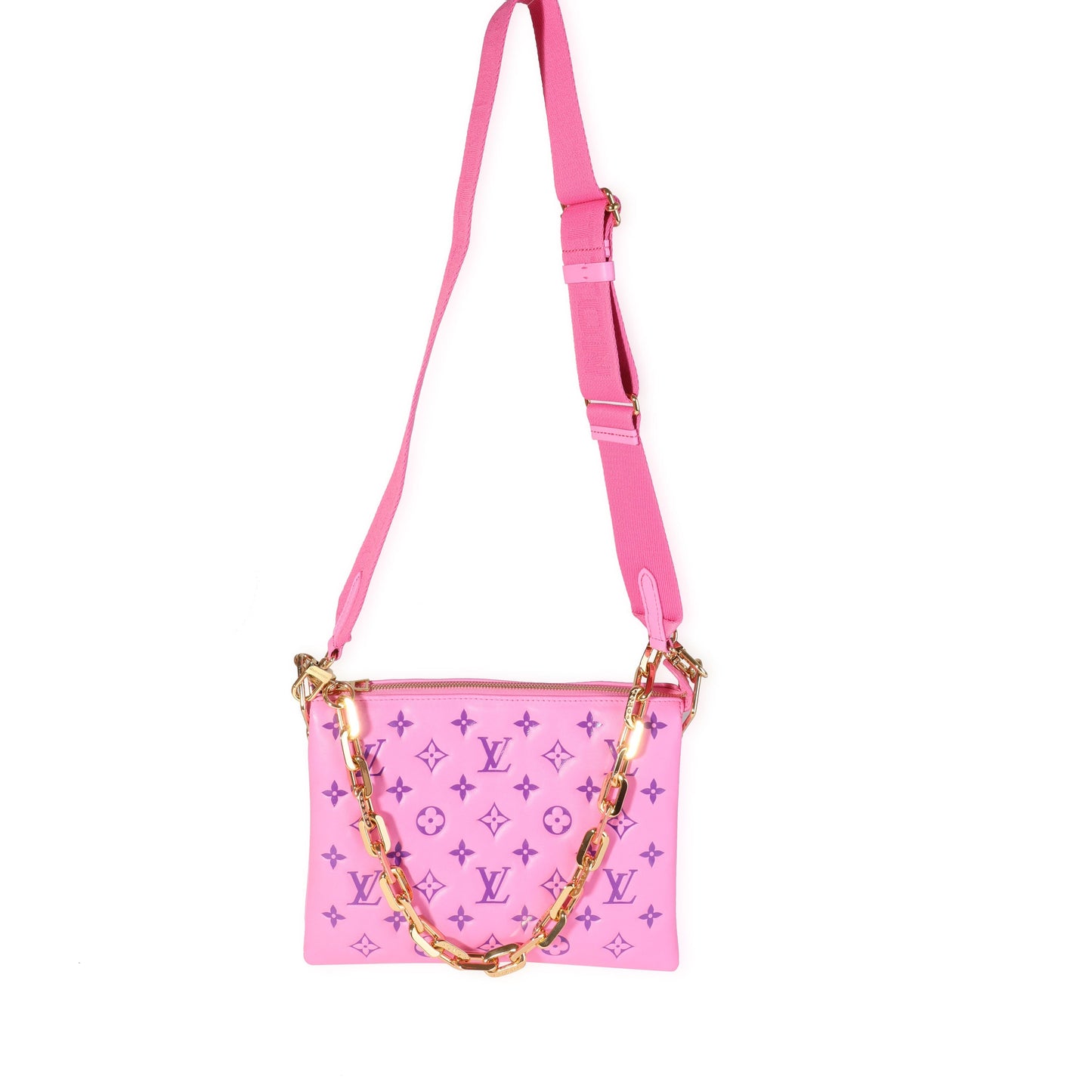 Louis Vuitton Louis Vuitton Pink & Purple Monogram Embossed Puffy Lambskin Coussin PM