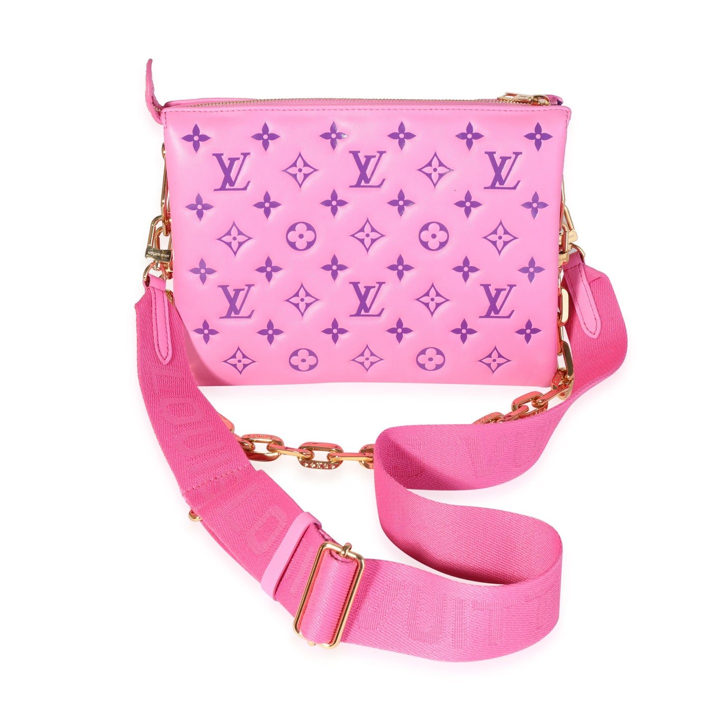 Louis Vuitton Louis Vuitton Pink & Purple Monogram Embossed Puffy Lambskin Coussin PM