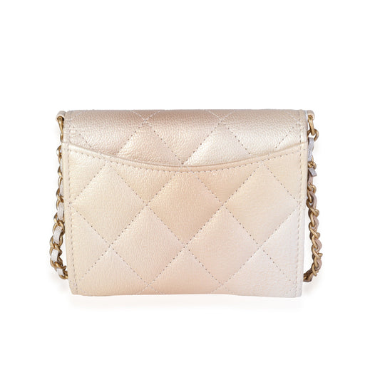 Chanel Gold Metallic Ombré Quilted Goatskin Classic Mini Clutch with Chain