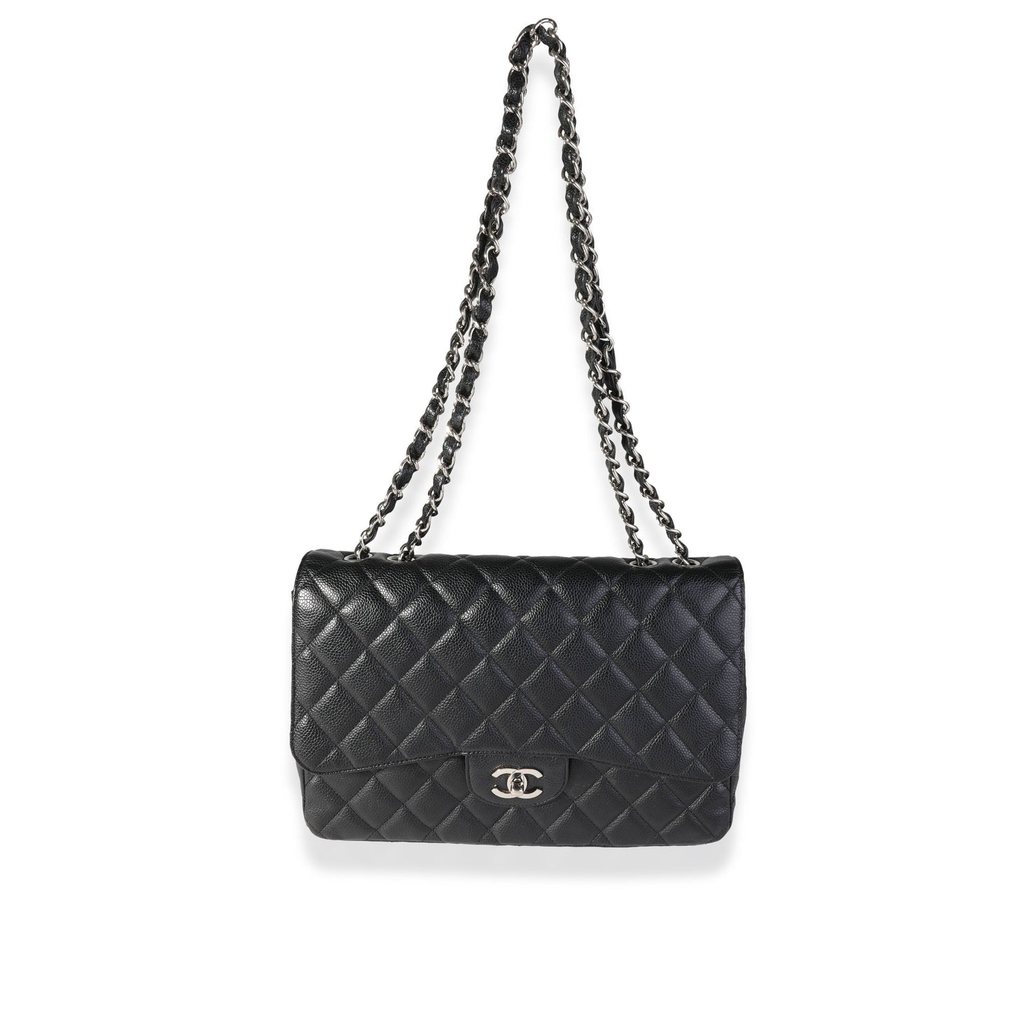 Chanel Black Quilted Caviar Jumbo Classic Single Flap Handbag