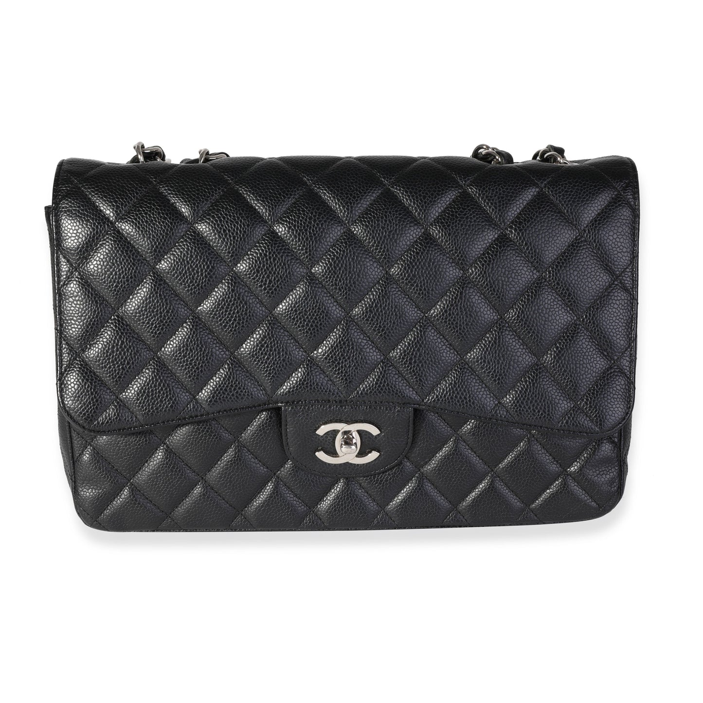 Chanel Black Quilted Caviar Jumbo Classic Single Flap Handbag