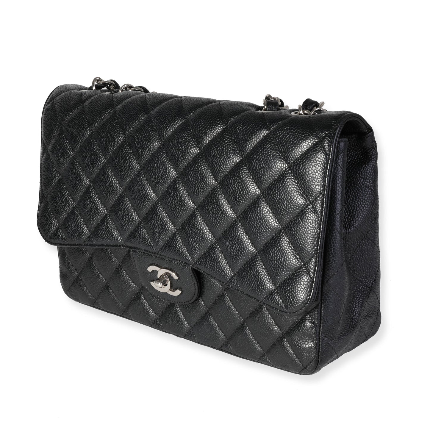 Chanel Black Quilted Caviar Jumbo Classic Single Flap Handbag