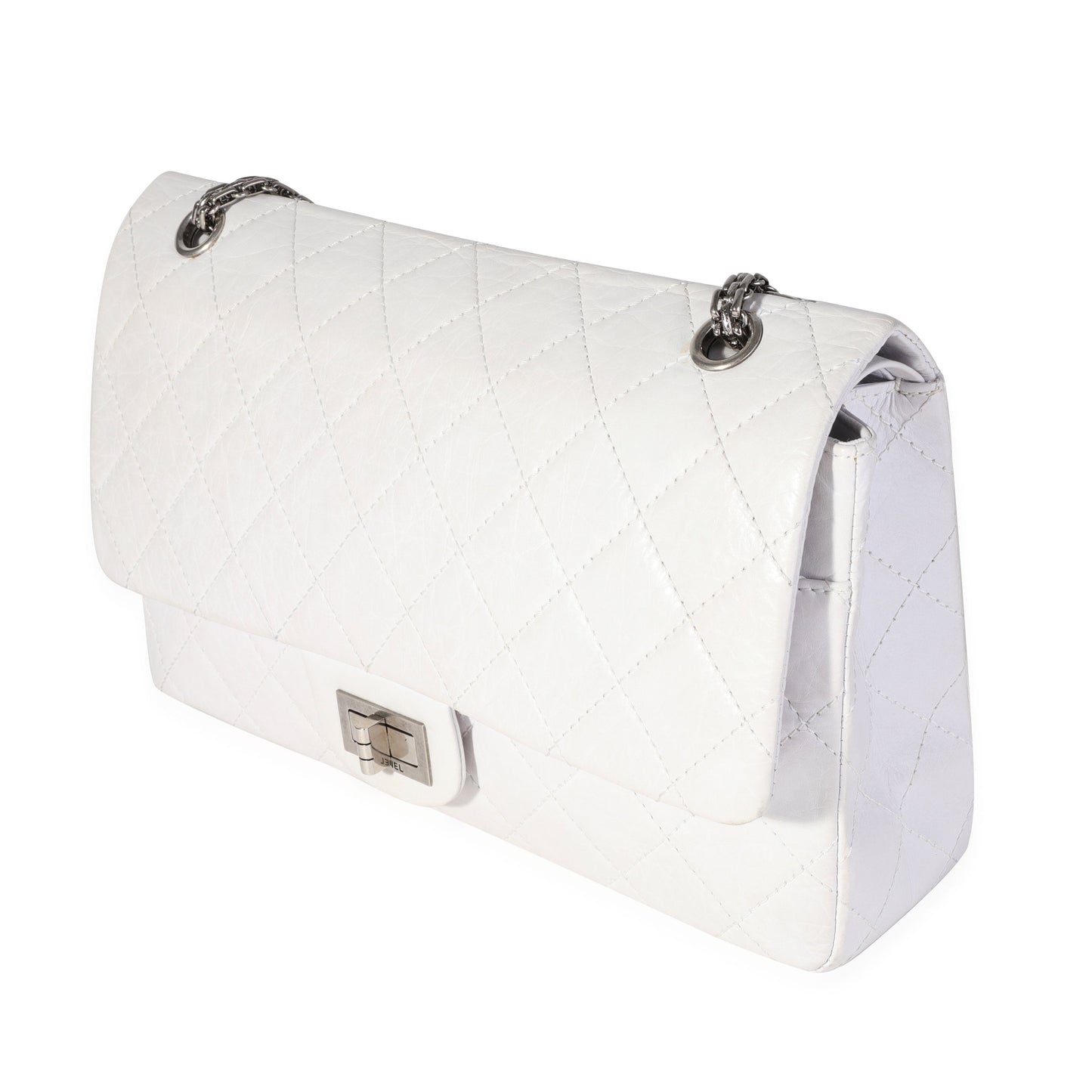 Chanel White Aged Calfskin Quilted 2.55 Reissue 227 Flap
