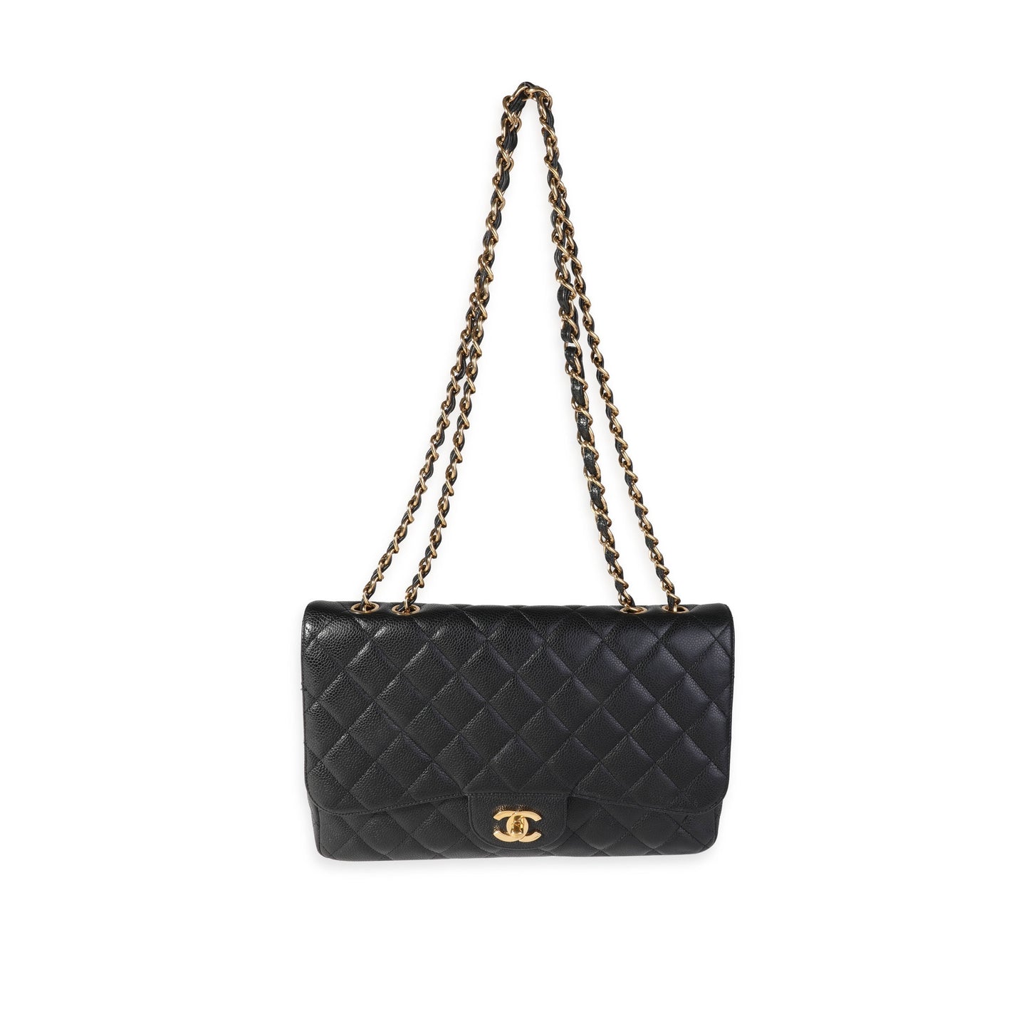 Chanel Black Caviar Quilted Jumbo Classic Single Flap Bag