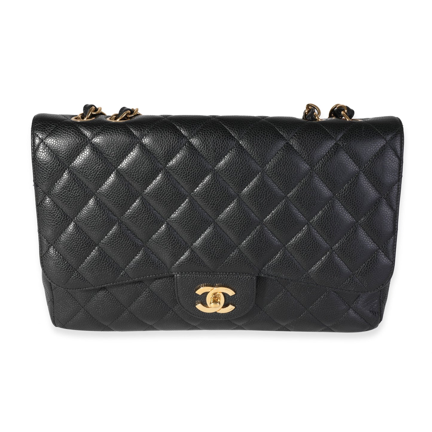 Chanel Black Caviar Quilted Jumbo Classic Single Flap Bag