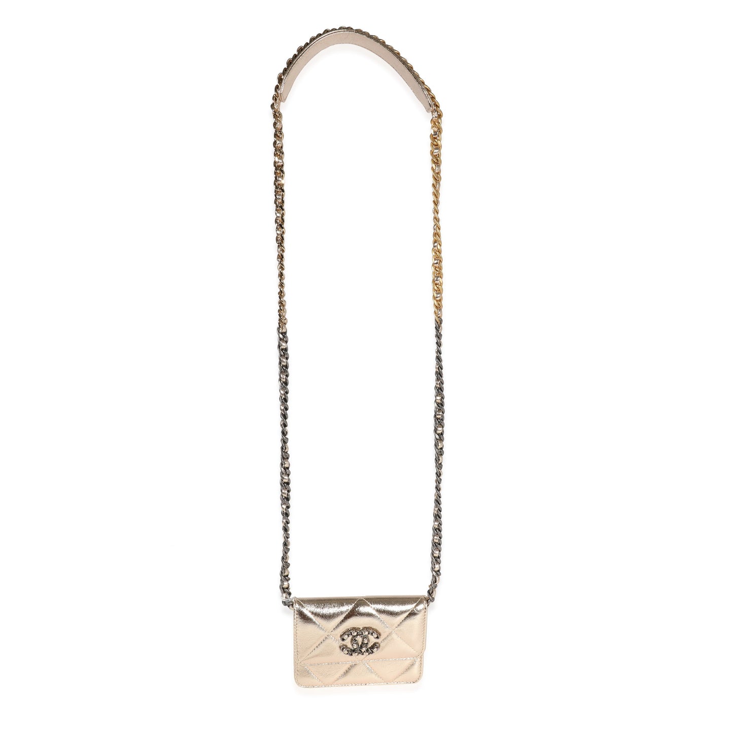 Chanel Gold Quilted Lambskin Chanel  Coin Purse With Chain