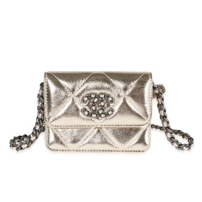 Chanel Gold Quilted Lambskin Chanel  Coin Purse With Chain