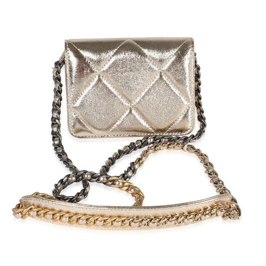 Chanel Gold Quilted Lambskin Chanel  Coin Purse With Chain