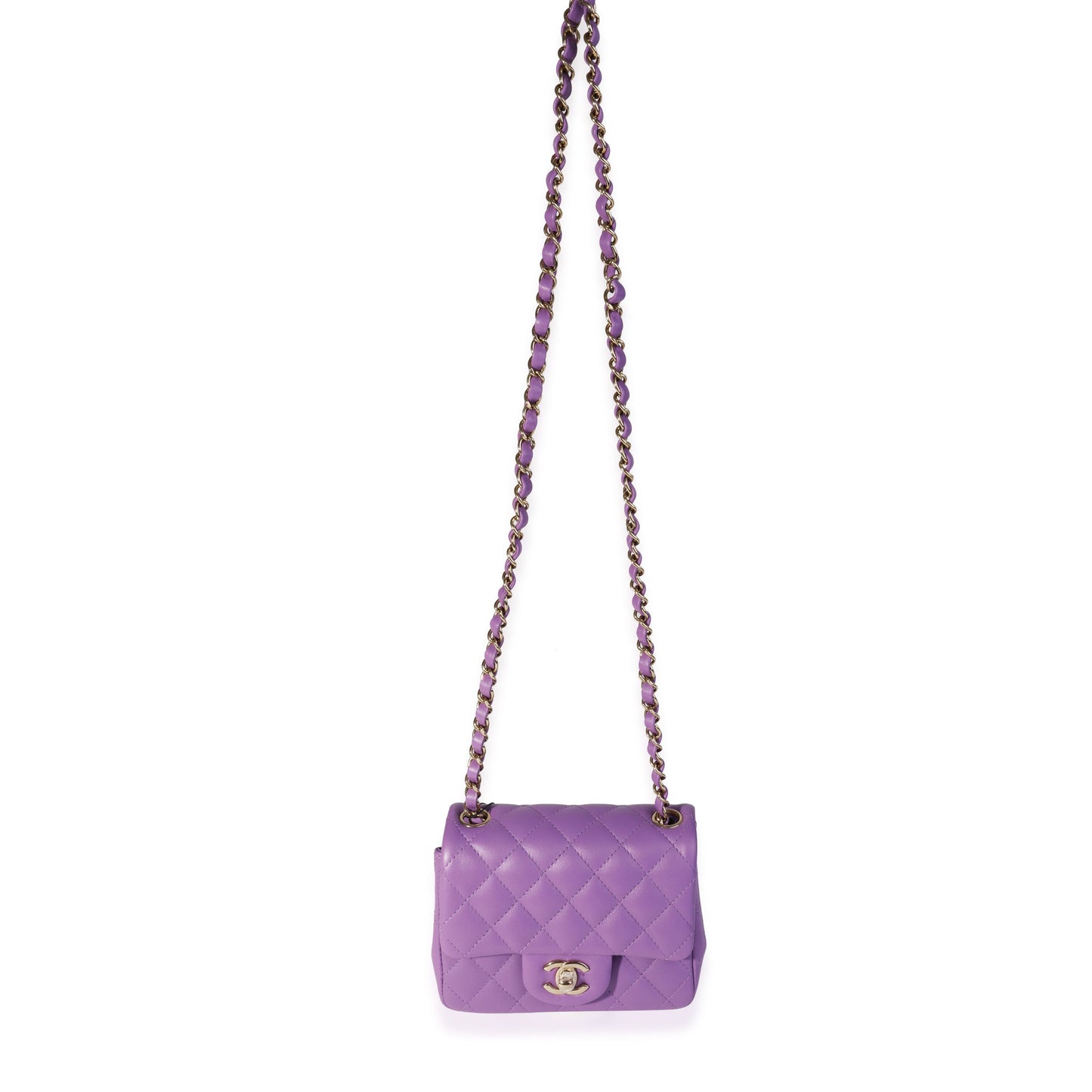 Chanel Purple Quilted Lambskin Classic Square Mini Flap Bag