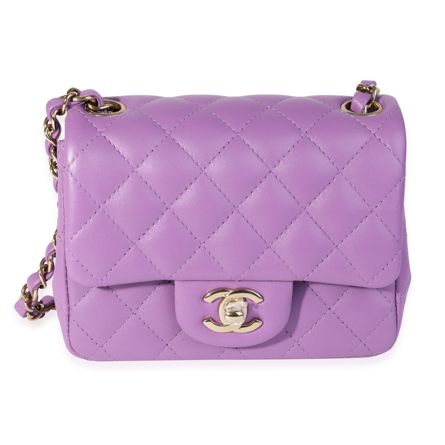 Chanel Purple Quilted Lambskin Classic Square Mini Flap Bag