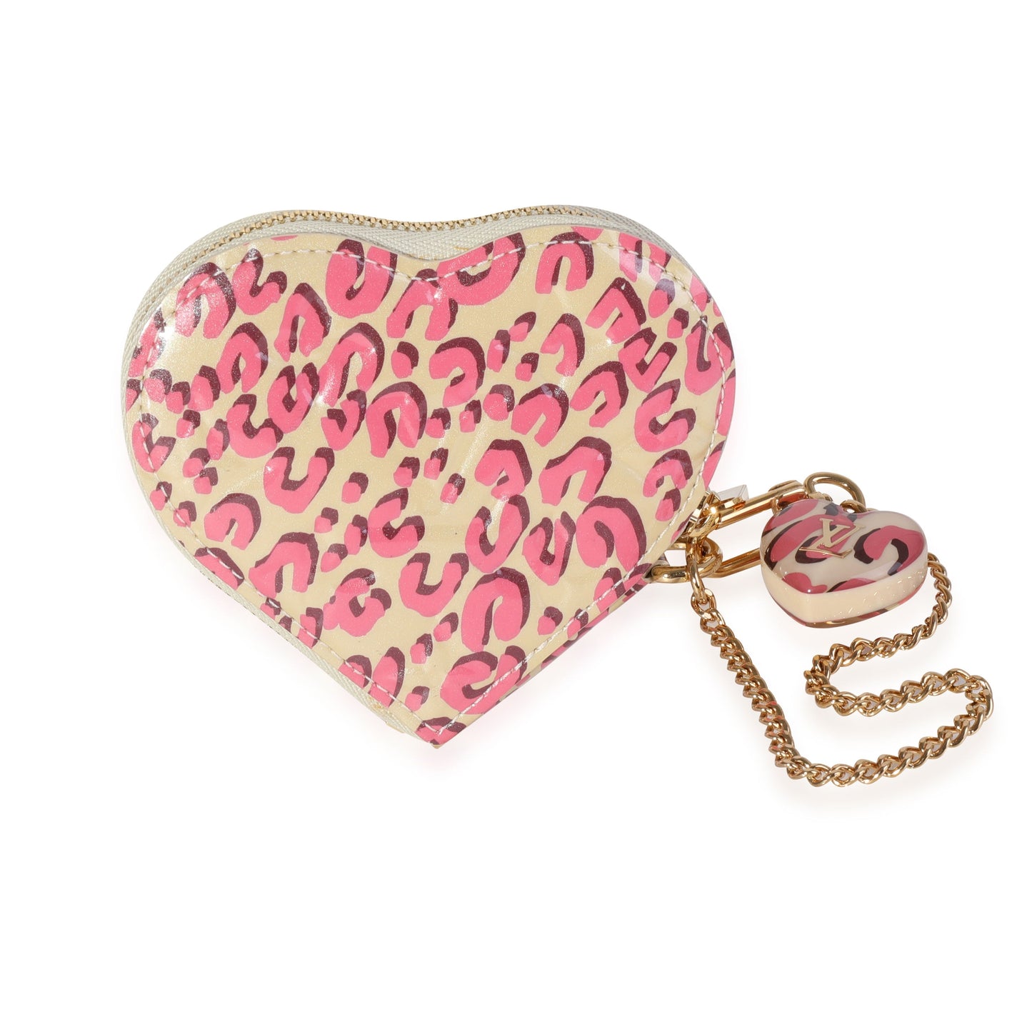 Louis Vuitton Louis Vuitton x Stephen Spro  Blanc Corail Leopard Vernis Heart Coin Purse