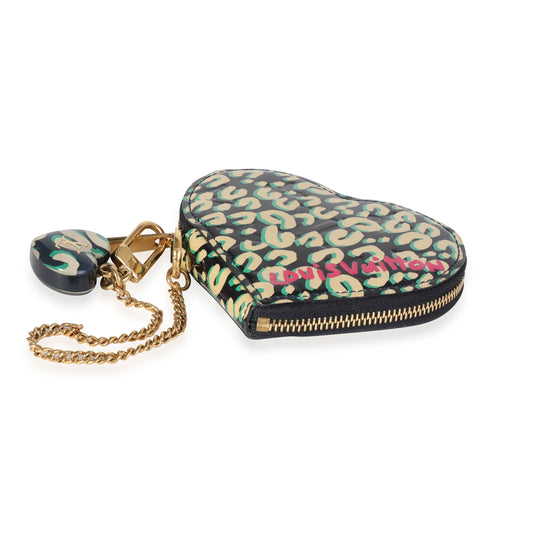 Louis Vuitton Louis Vuitton x Stephen Spro  Bleu Infini Leopard Vernis Heart Coin Purse
