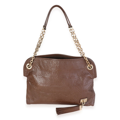 Louis Vuitton Louis Vuitton Limited Edition Brown Embossed Leather Paris Souple Wish Bag