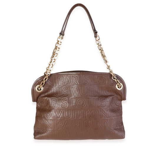 Louis Vuitton Louis Vuitton Limited Edition Brown Embossed Leather Paris Souple Wish Bag