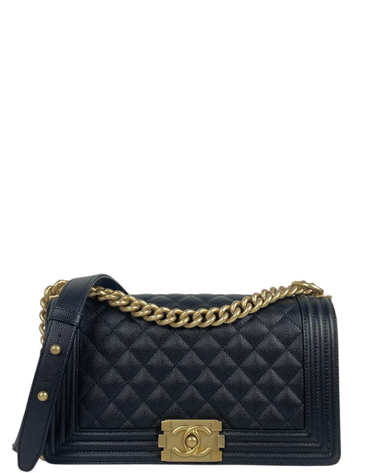 Chanel Black Caviar Medium Boy Bag