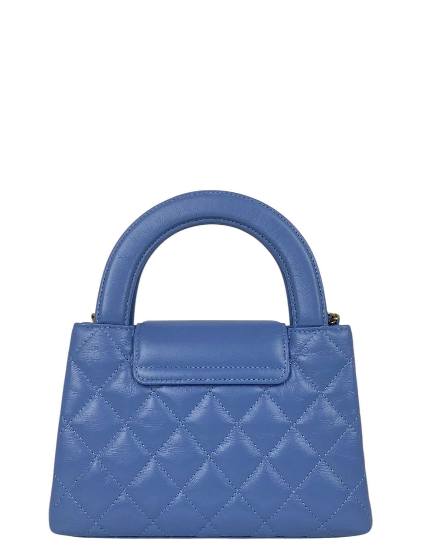 Chanel 2025 Blue Calfskin Quilted Nano Kelly Shopper