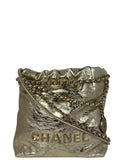 Chanel 2025 Metallic Calfskin Quilted Mini Chanel 22 Bag