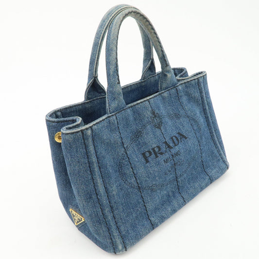 PRADA Canapa Mini Canvas Denim 2Way Shoulder Hand Bag Blue B2439G