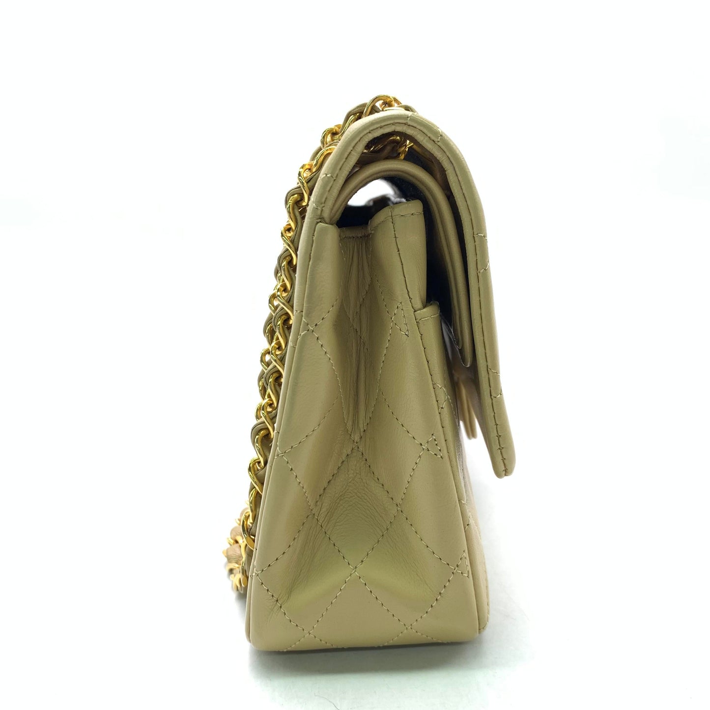 Chanel Classic Flap   Medium Beige Lambskin Leather with 24k Gold HW, 1994-1996
