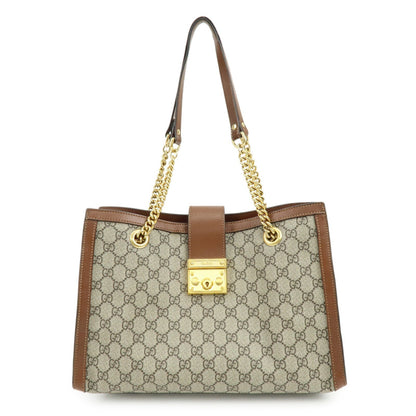 GUCCI GG Supreme PVC Leather Chain Shoulder Bag Beige Brown 479197