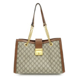 GUCCI GG Supreme PVC Leather Chain Shoulder Bag Beige Brown 479197