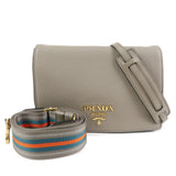 PRADA Leather Shoulder Bag Crossbody Bag Gray 1BH031
