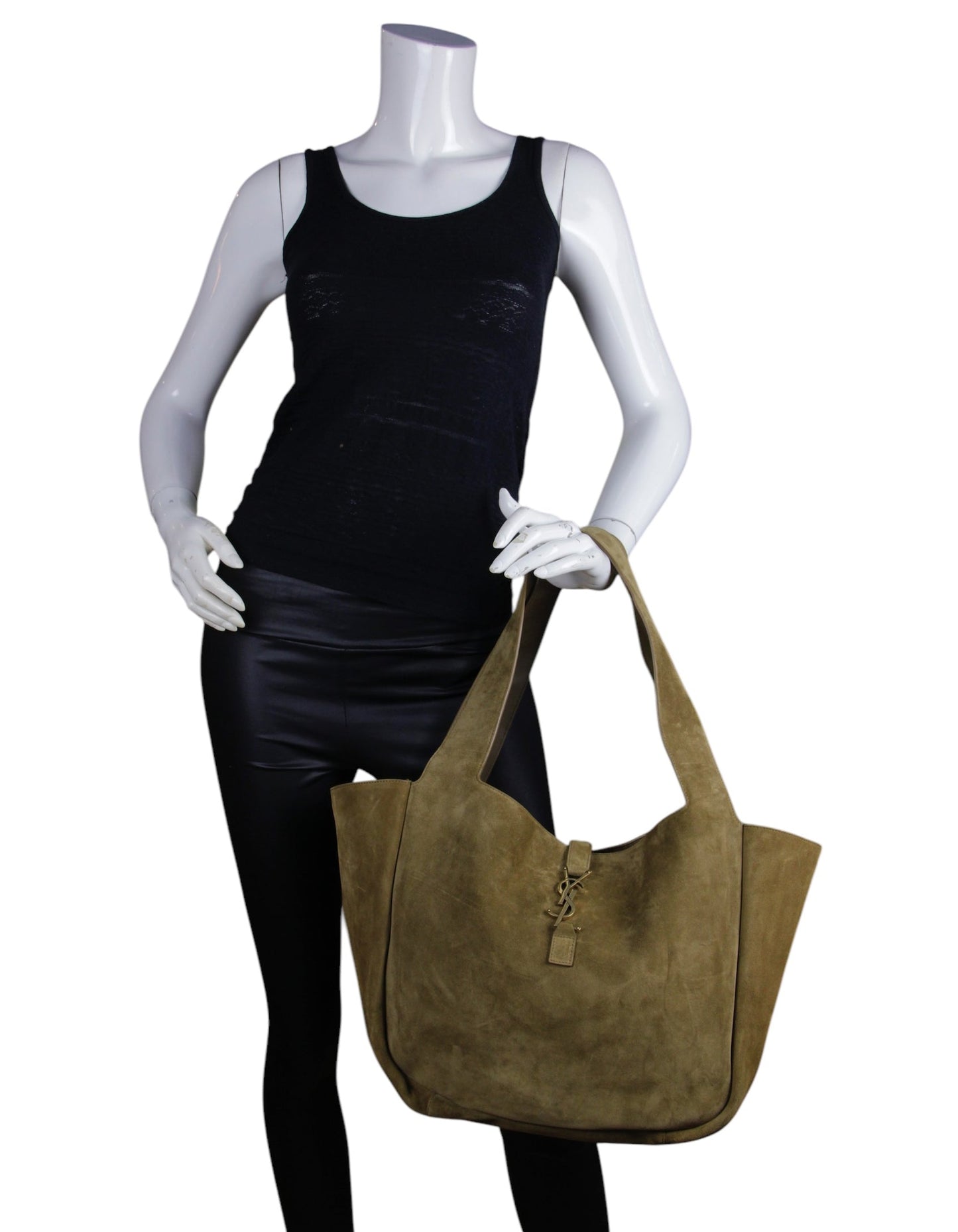 Saint Laurent Golden Leaf Suede Bea YSL Cabas Tote