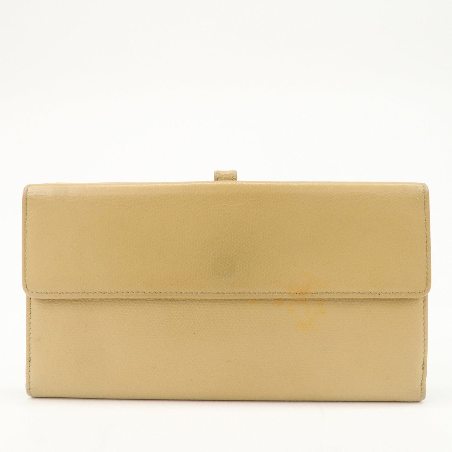 CHANEL COCO Button Leather Double Hook Long Wallet Beige A20905