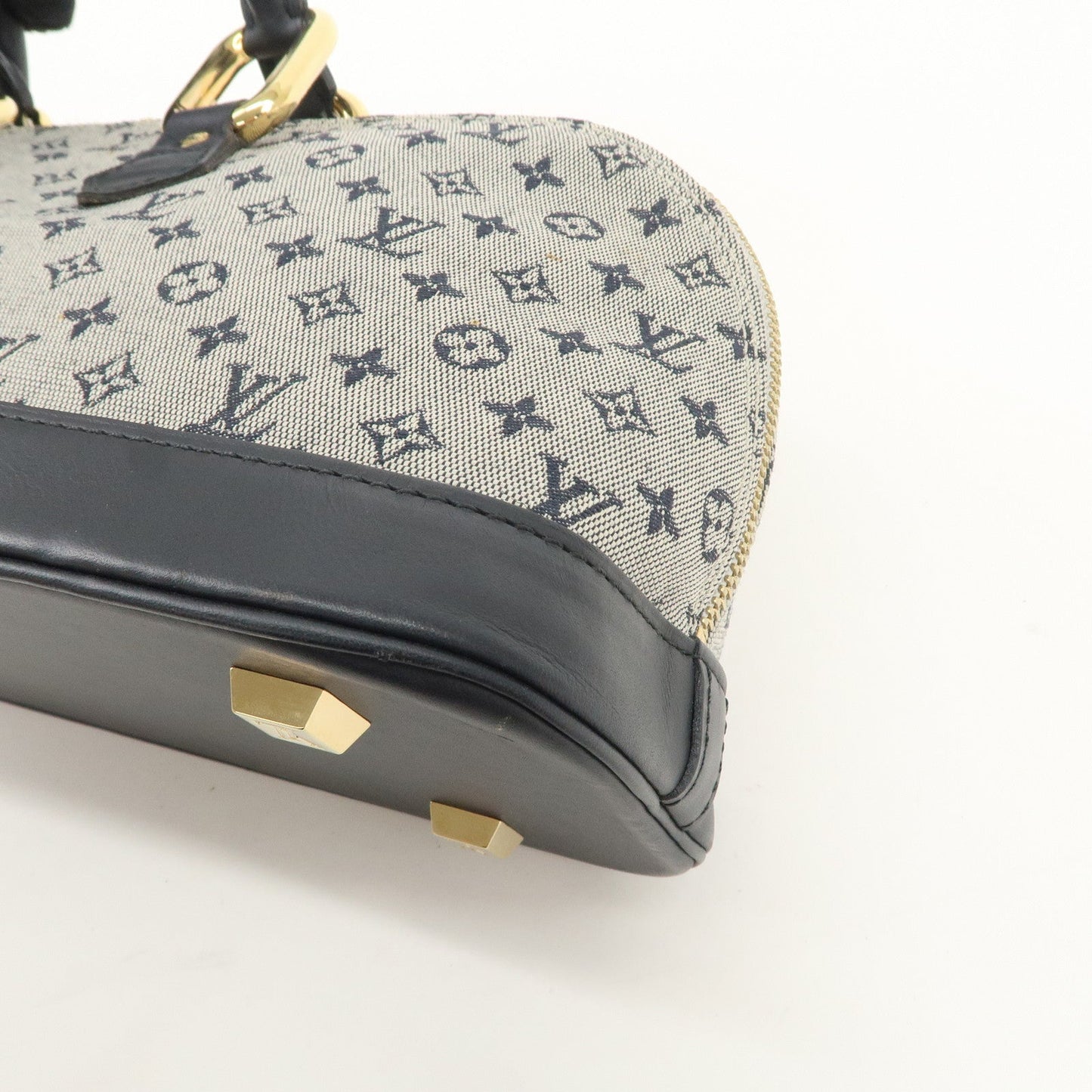 Louis Vuitton Monogram Mini Alma Long Hand Bag Blue M92205