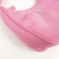 Prada Logo Nylon Hand Bag Shoulder Bag Pouch Purse Pink MV515