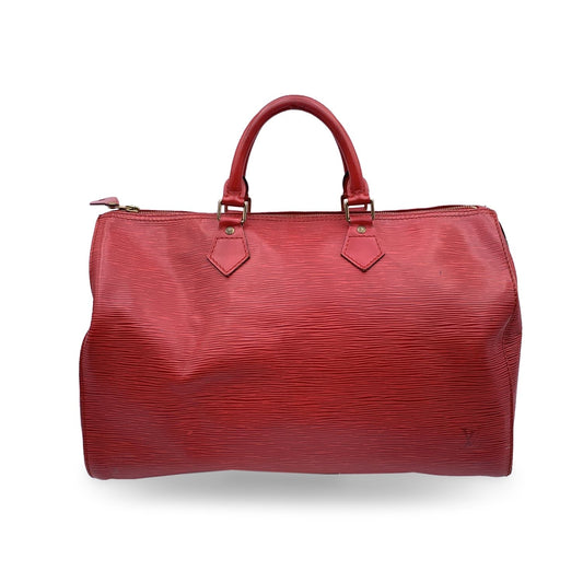 LOUIS VUITTON   Red Epi Leather Speedy 35 Boston Bag Handbag