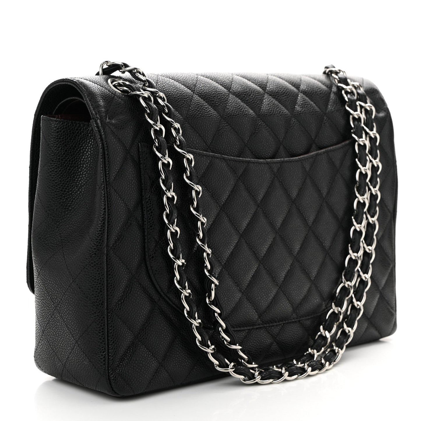 Amelia Caviar Quilted Maxi Double Flap Black