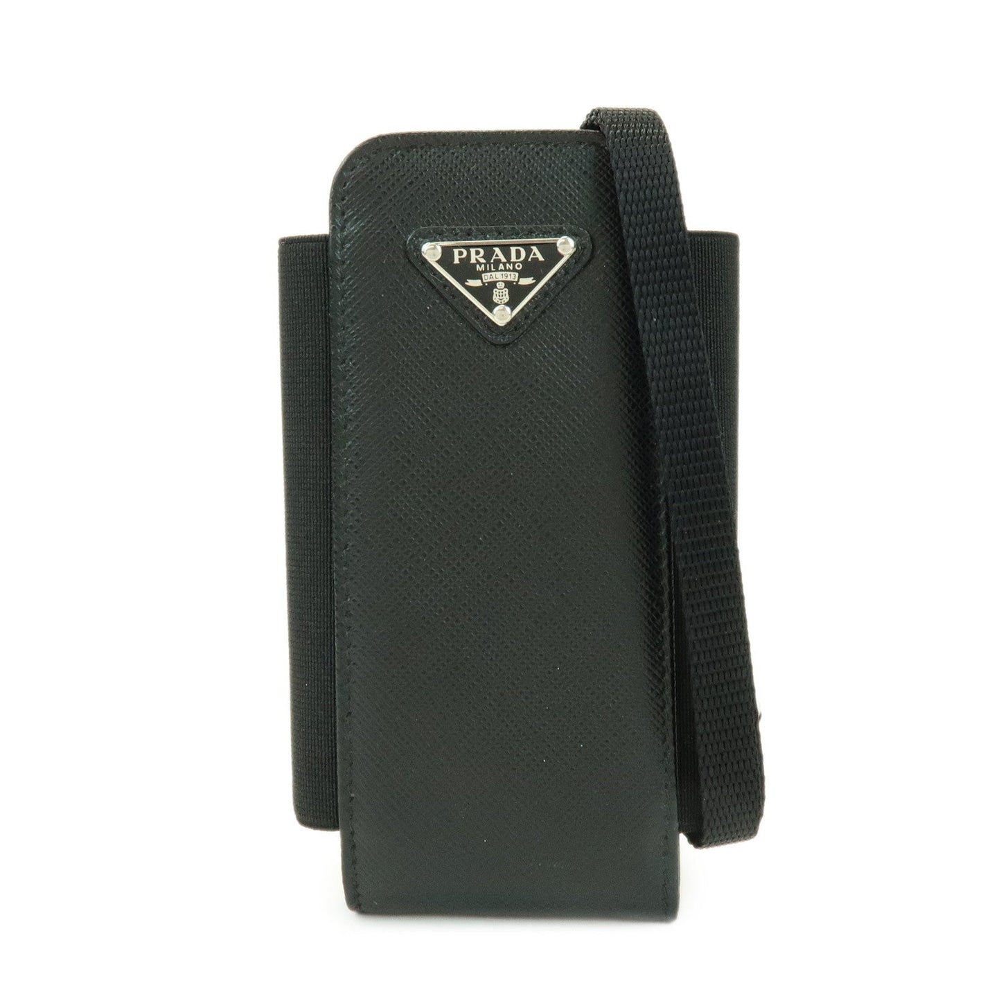 PRADA Triangle Logo Saffiano Leather Nylon Phone Case 1ZT019