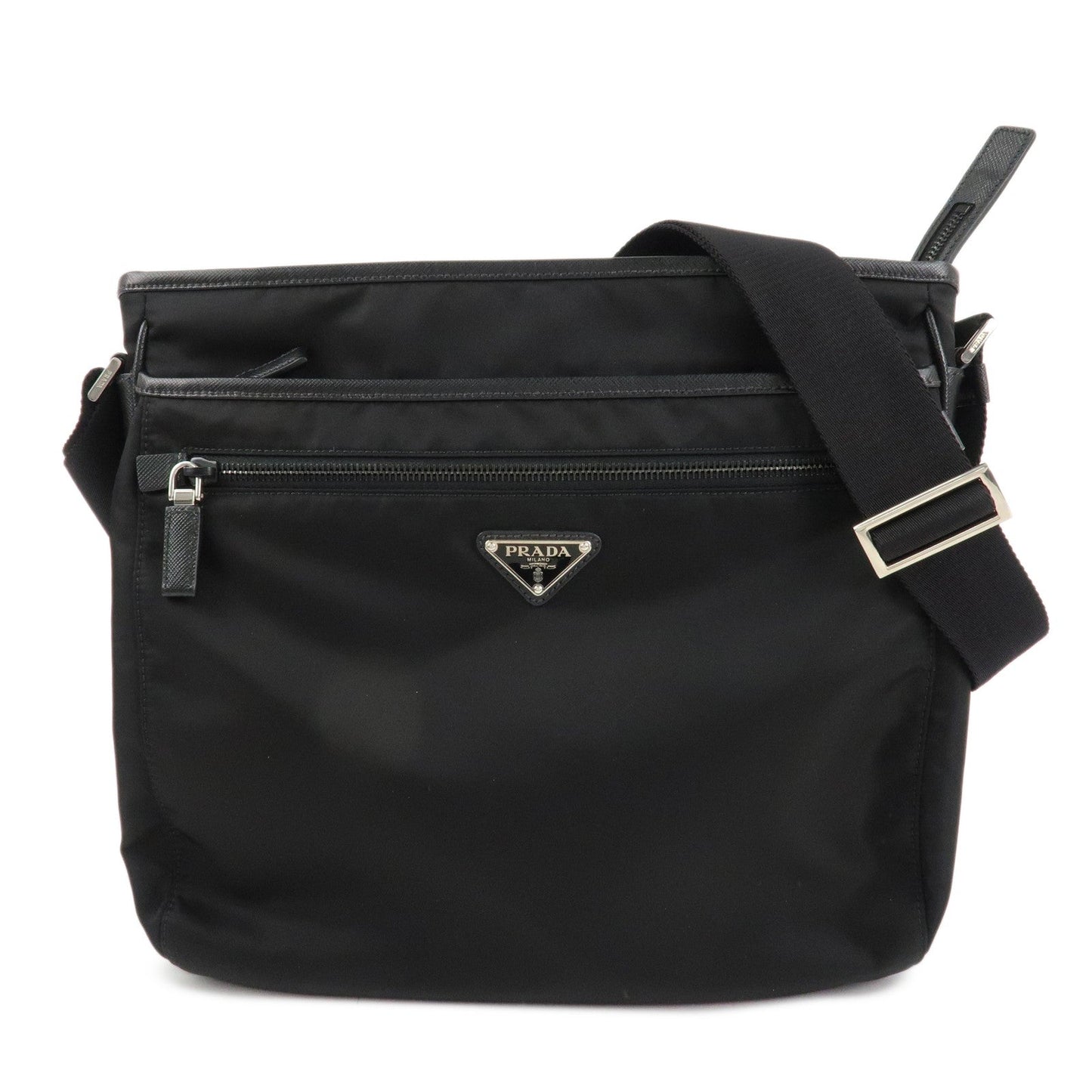 PRADA Triangle Logo Nylon Shoulder Bag Messenger Bag Black 2VH953  d