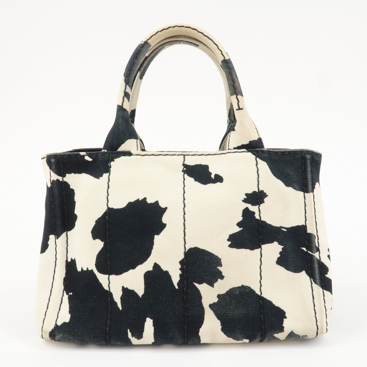 PRADA Logo Canapa Mini Canvas 2Way Bag Hand Bag Black White B2439G  d