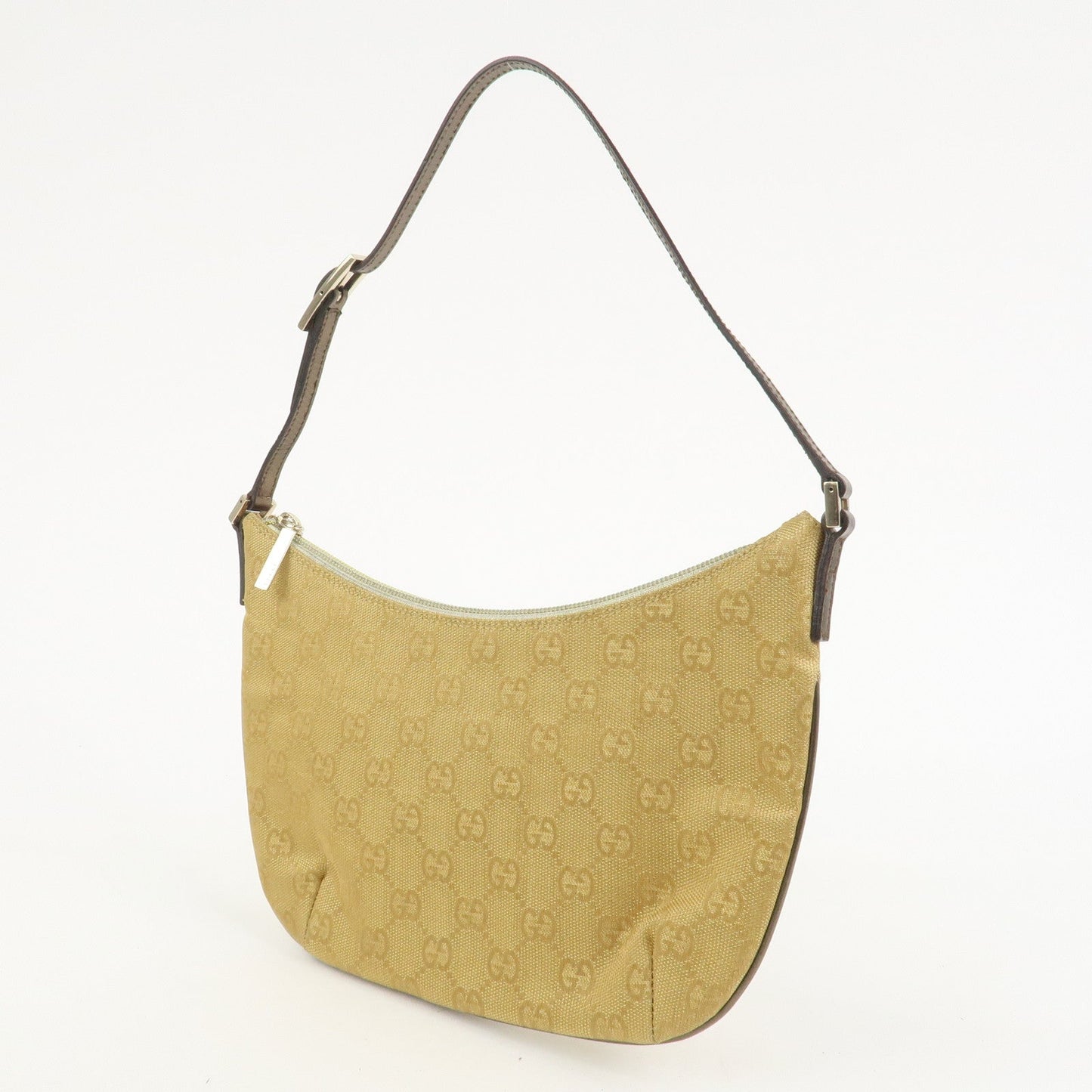 GUCCI GG Canvas Leather Shoulder Bag Hand Bag Gold 005?0813