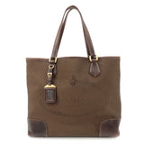 PRADA Triangle Logo Jacquard Leather 2Way Bag Tote Bag Brown  d