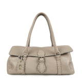 FENDI Seleria Linda Leather Shoulder Bag Hand Bag Greige 8BR442