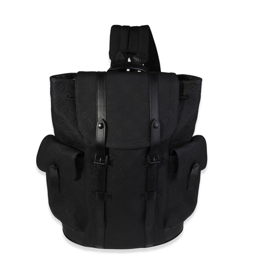 Louis Vuitton Louis Vuitton Black Monogram-Embossed Taurillon Christopher MM Backpack