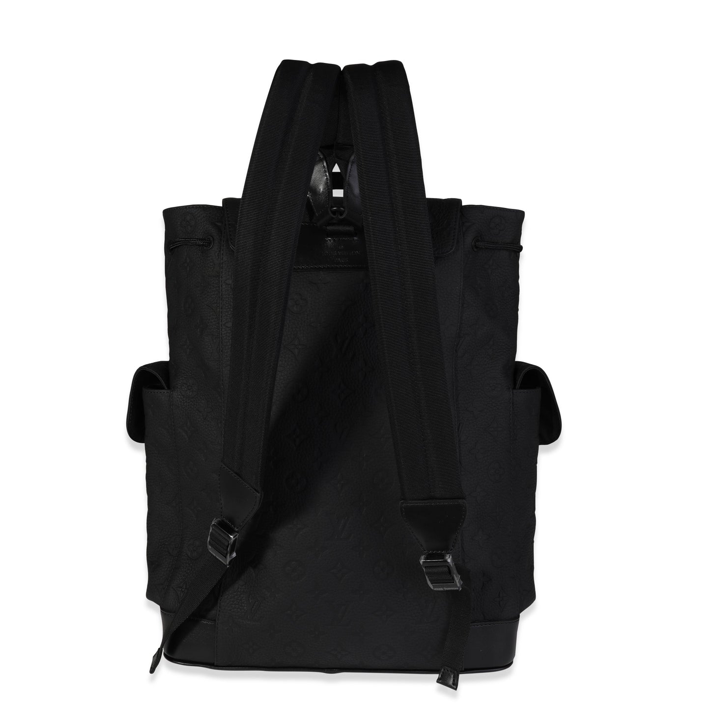 Louis Vuitton Louis Vuitton Black Monogram-Embossed Taurillon Christopher MM Backpack
