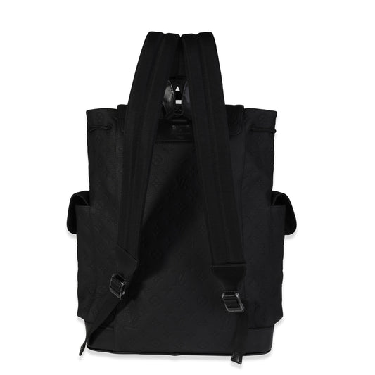 Louis Vuitton Louis Vuitton Black Monogram-Embossed Taurillon Christopher MM Backpack