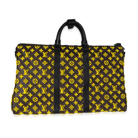 Louis Vuitton Louis Vuitton Jaune Monogram Tuffetage Triangle Keepall Bandoulière 50