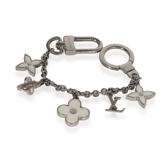 Louis Vuitton Louis Vuitton Silver & White Fleur DEpi Bag Charm & Key Holder
