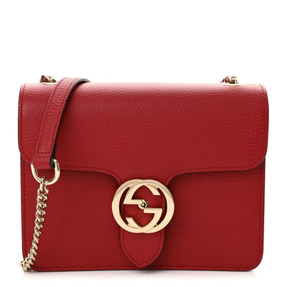 Amelia Dollar Calfskin Small Interlocking G Shoulder Bag Red